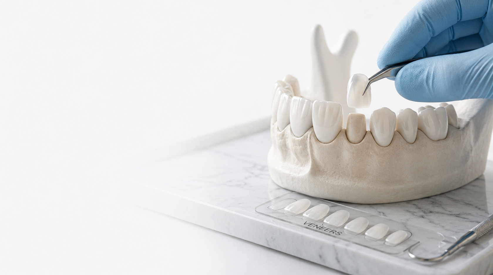 Veneer placement demonstration in the clinic
